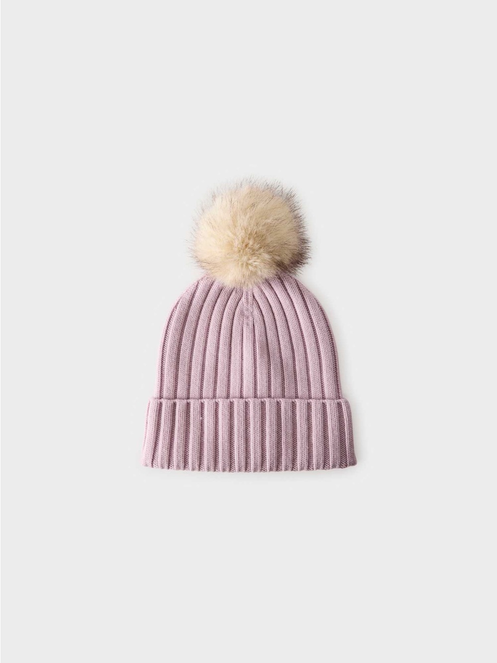 Lilac Ribbed Pom-Pom Beanie Toque